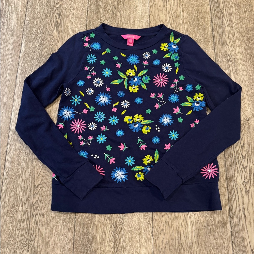 Lilly Pulitzer Kids Floral Sweater - Navy and Multicolor